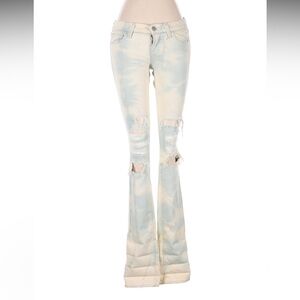 J Brand Light Blue and Cream Distressed Flare Jeans